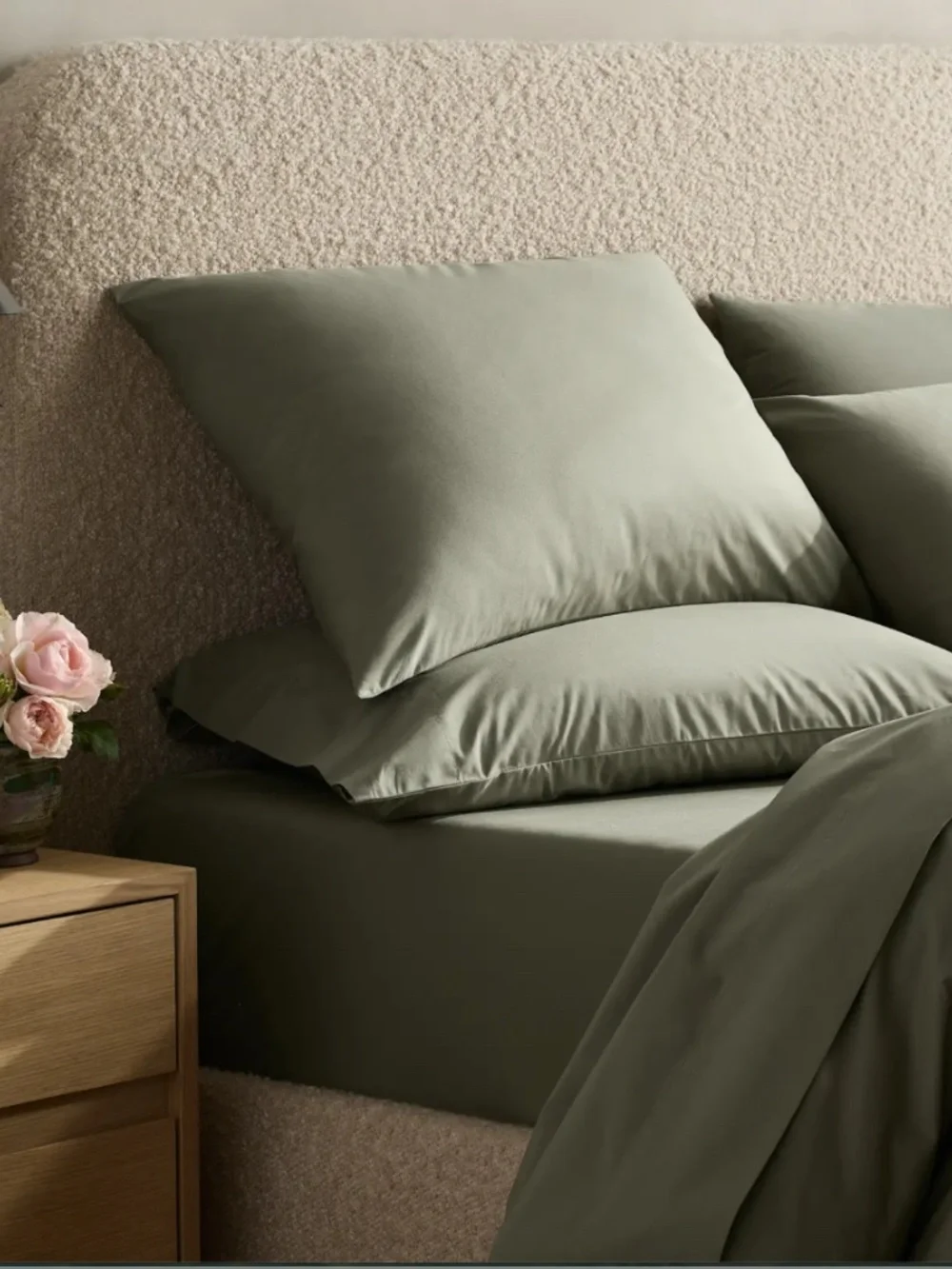 Organic Crisp Percale Duvet Cover Set King / cal king green dried sage